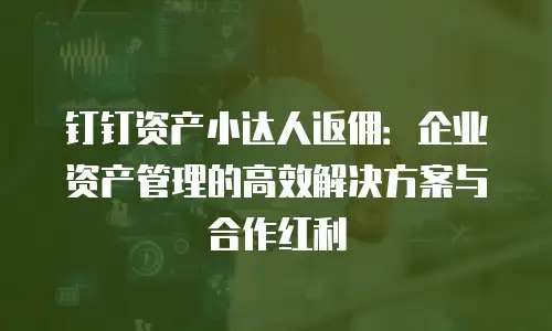 钉钉资产小达人返佣：企业资产管理的高效解决方案与合作红利