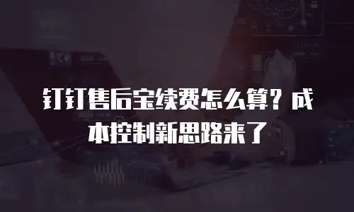 钉钉售后宝续费怎么算？成本控制新思路来了