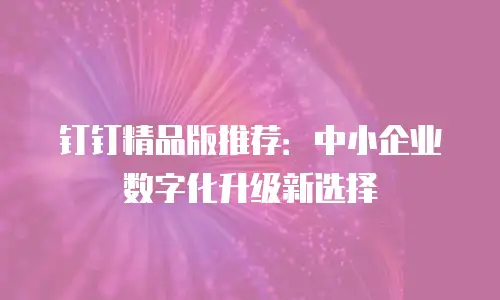 钉钉精品版推荐：中小企业数字化升级新选择
