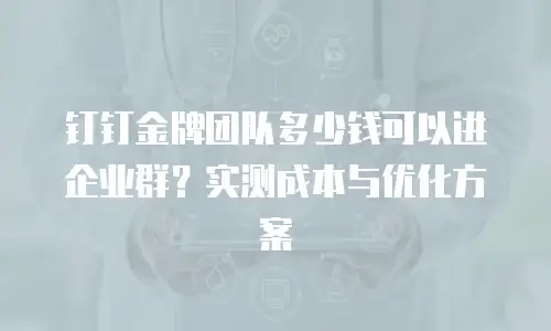 钉钉金牌团队多少钱可以进企业群？实测成本与优化方案