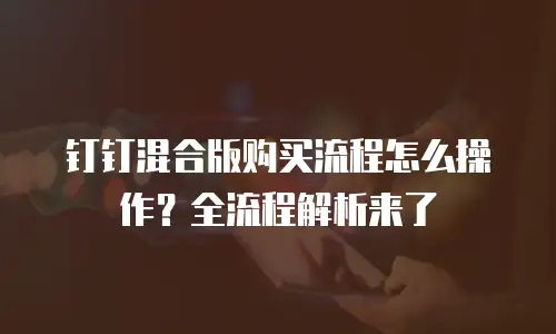钉钉混合版购买流程怎么操作？全流程解析来了