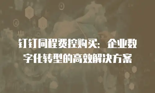 钉钉同程费控购买：企业数字化转型的高效解决方案