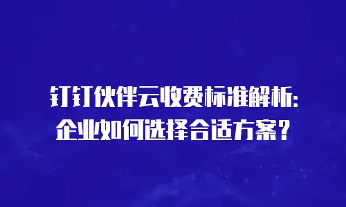 钉钉伙伴云收费标准解析：企业如何选择合适方案？