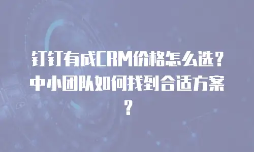 钉钉有成CRM价格怎么选？中小团队如何找到合适方案？