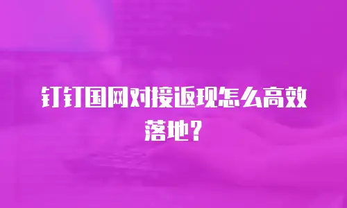 钉钉国网对接返现怎么高效落地？