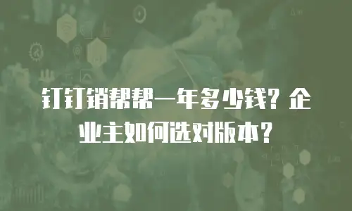 钉钉销帮帮一年多少钱？企业主如何选对版本？
