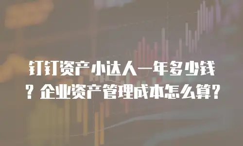 钉钉资产小达人一年多少钱？企业资产管理成本怎么算？