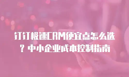 钉钉极速CRM便宜点怎么选？中小企业成本控制指南