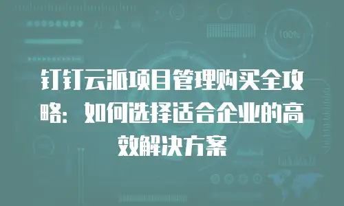 钉钉云派项目管理购买全攻略：如何选择适合企业的高效解决方案