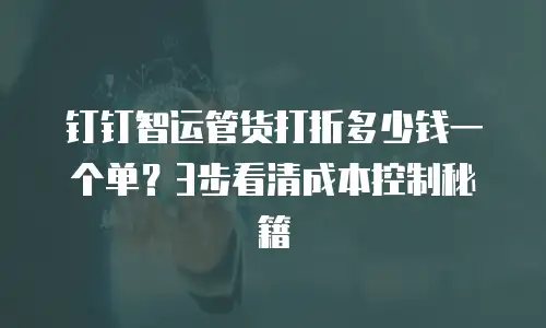 钉钉智运管货打折多少钱一个单？3步看清成本控制秘籍