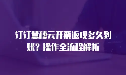 钉钉慧穗云开票返现多久到账？操作全流程解析