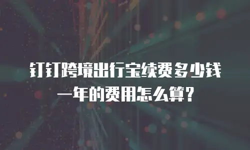 钉钉跨境出行宝续费多少钱一年的费用怎么算？