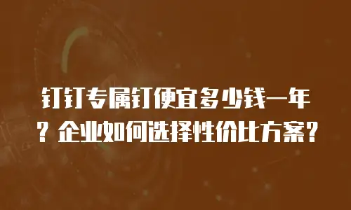 钉钉专属钉便宜多少钱一年？企业如何选择性价比方案？
