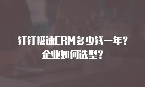 钉钉极速CRM多少钱一年？企业如何选型？