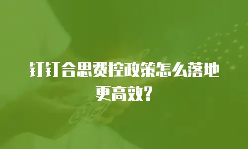 钉钉合思费控政策怎么落地更高效？