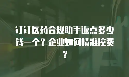 钉钉医药合规助手返点多少钱一个？企业如何精准控费？