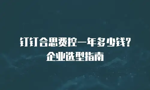 钉钉合思费控一年多少钱？企业选型指南