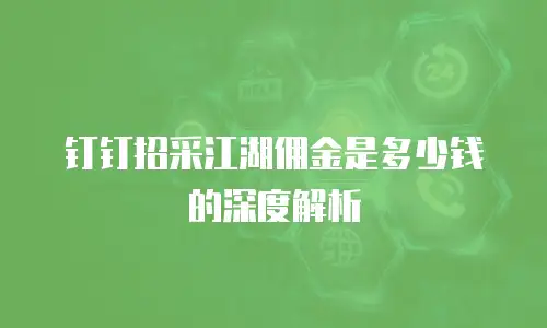 钉钉招采江湖佣金是多少钱的深度解析