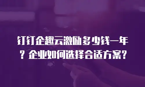 钉钉企趣云激励多少钱一年？企业如何选择合适方案？