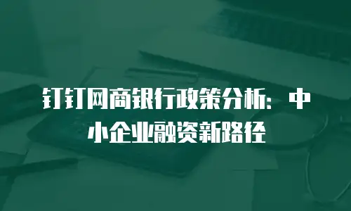 钉钉网商银行政策分析：中小企业融资新路径