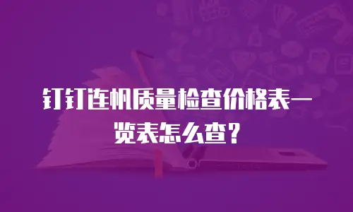 钉钉连帆质量检查价格表一览表怎么查？