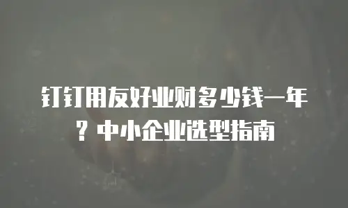 钉钉用友好业财多少钱一年？中小企业选型指南