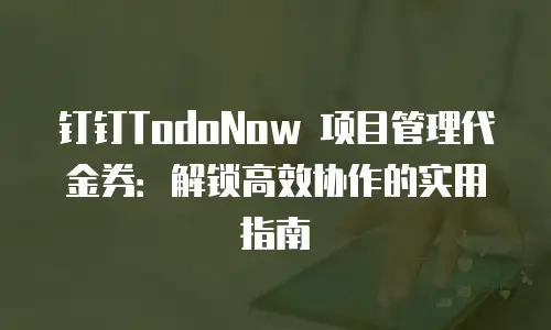 钉钉TodoNow 项目管理代金券：解锁高效协作的实用指南