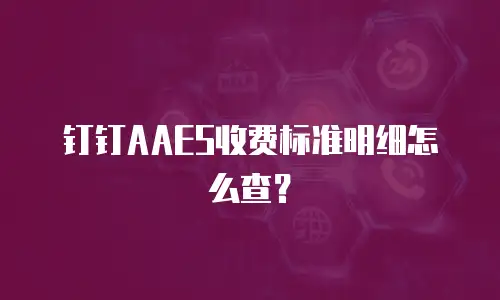 钉钉AAES收费标准明细怎么查？
