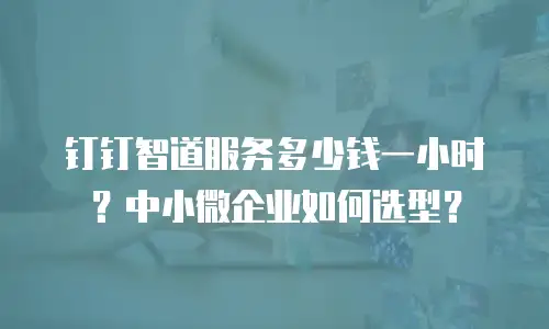 钉钉智道服务多少钱一小时？中小微企业如何选型？