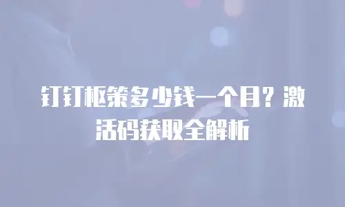钉钉枢策多少钱一个月？激活码获取全解析