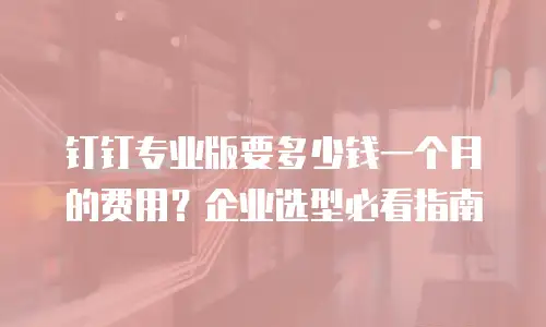 钉钉专业版要多少钱一个月的费用？企业选型必看指南