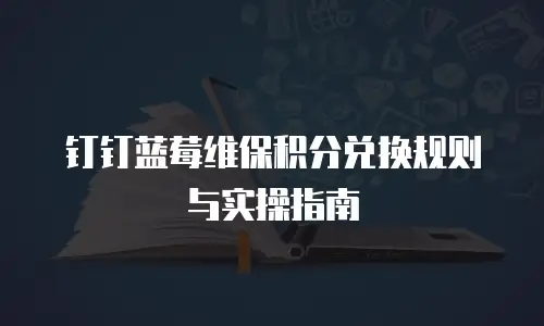 钉钉蓝莓维保积分兑换规则与实操指南