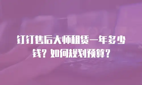 钉钉售后大师租赁一年多少钱？如何规划预算？