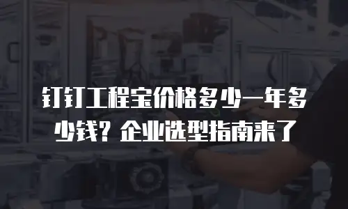 钉钉工程宝价格多少一年多少钱？企业选型指南来了