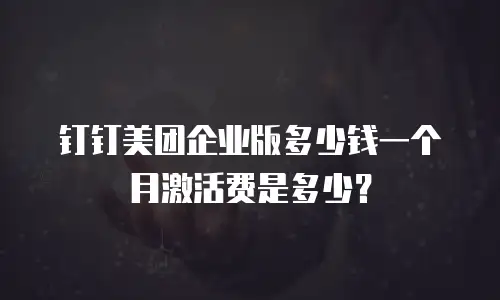 钉钉美团企业版多少钱一个月激活费是多少？