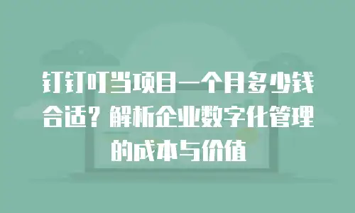 钉钉叮当项目一个月多少钱合适？解析企业数字化管理的成本与价值