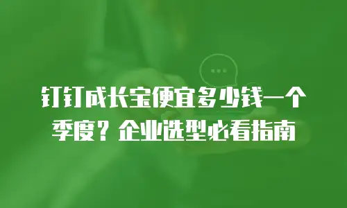钉钉成长宝便宜多少钱一个季度？企业选型必看指南