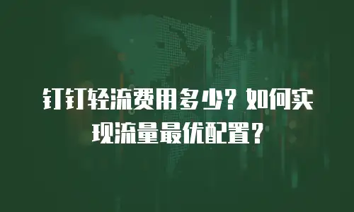 钉钉轻流费用多少？如何实现流量最优配置？