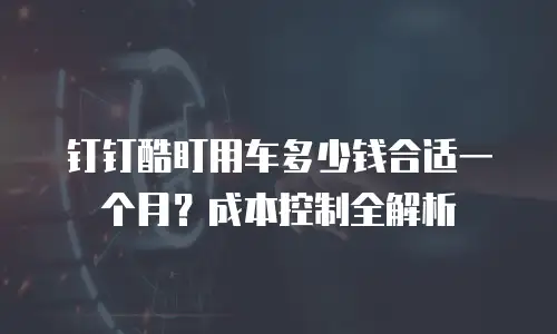 钉钉酷盯用车多少钱合适一个月？成本控制全解析