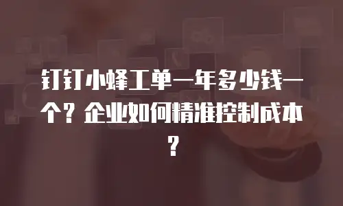 钉钉小蜂工单一年多少钱一个？企业如何精准控制成本？