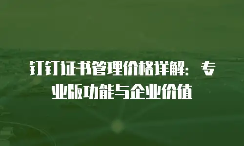 钉钉证书管理价格详解：专业版功能与企业价值