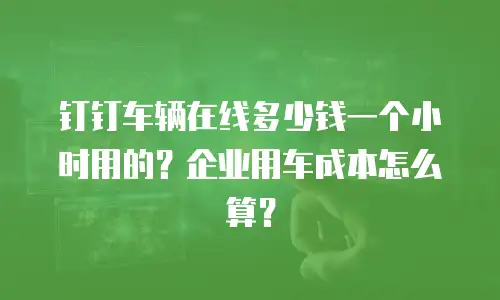 钉钉车辆在线多少钱一个小时用的？企业用车成本怎么算？
