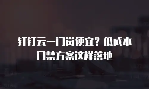 钉钉云一门岗便宜？低成本门禁方案这样落地