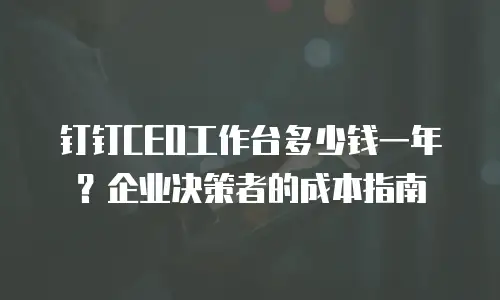 钉钉CEO工作台多少钱一年？企业决策者的成本指南