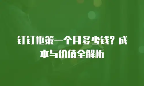 钉钉枢策一个月多少钱？成本与价值全解析