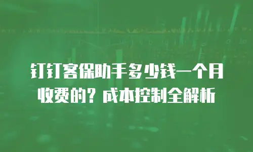 钉钉客保助手多少钱一个月收费的？成本控制全解析