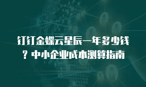 钉钉金蝶云星辰一年多少钱？中小企业成本测算指南