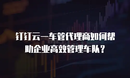 钉钉云一车管代理商如何帮助企业高效管理车队？
