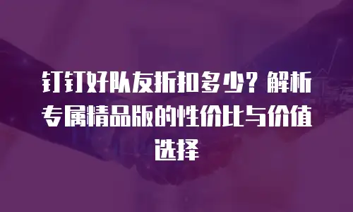 钉钉好队友折扣多少？解析专属精品版的性价比与价值选择