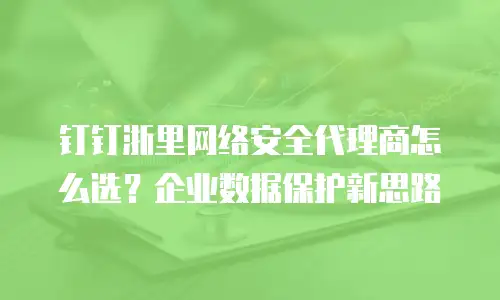 钉钉浙里网络安全代理商怎么选？企业数据保护新思路